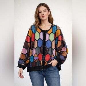 Vtg Talk of the Walk Multicolor Leather Patchwork Jacket | Boho Artsy Jacket